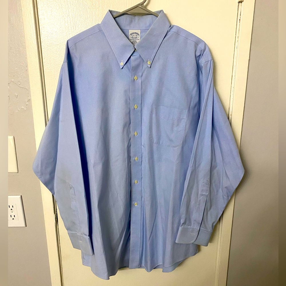 Blue Striped Brooks Brothers Button down shirt; Slim Fit, 17.5-34
